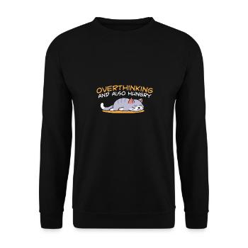 Overthinking And Also Hungry Cat Lover Foodie - Unisex Sweatshirt - black - Front - Alina (178cm) & Michal (187cm)