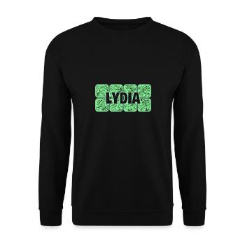 Vorname Lydia - Unisex Pullover - Schwarz - Vorne - Alina (178cm) & Michal (187cm)