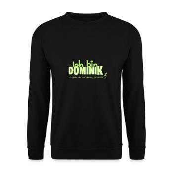 Namenschild Dominik - Unisex Pullover - Schwarz - Vorne - Alina (178cm) & Michal (187cm)