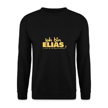 Ausrede für Elias Elias Namenschild - Unisex Pullover - Schwarz - Vorne - Alina (178cm) & Michal (187cm)
