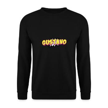 Gustavo Nom personnalisé Style bande dessinée Pop Art, - Sweat-shirt Unisexe - noir - Devant - Alina (178cm) & Michal (187cm)