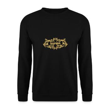 Geschenkidee Sophia - Unisex Pullover - Schwarz - Vorne - Alina (178cm) & Michal (187cm)