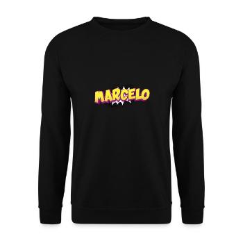 Marcelo Nom personnalisé Style bande dessinée Pop Art, - Sweat-shirt Unisexe - noir - Devant - Alina (178cm) & Michal (187cm)