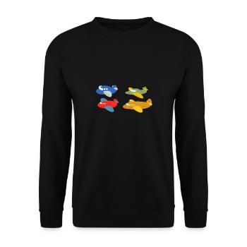 Kids Airplane Birthday Pilot - Unisex Sweatshirt - black - Front - Alina (178cm) & Michal (187cm)