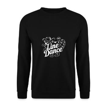 Line Dance Katze ich liebe Katzen und Line Dance - Unisex Pullover - Schwarz - Vorne - Alina (178cm) & Michal (187cm)