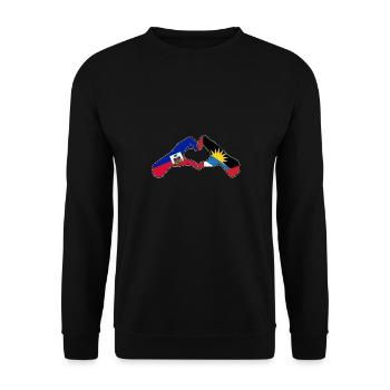 Antigua und Barbuda Flagge - Unisex Pullover - Schwarz - Vorne - Alina (178cm) & Michal (187cm)