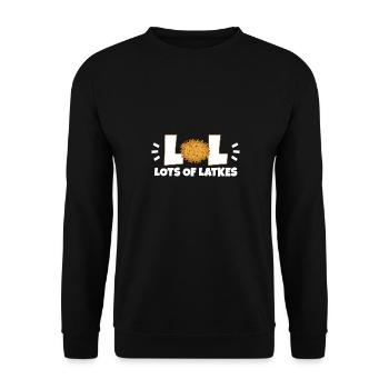Lot De Latkes Joyeux Hanoukka Costume Juif - Sweat-shirt Unisexe - noir - Devant - Alina (178cm) & Michal (187cm)