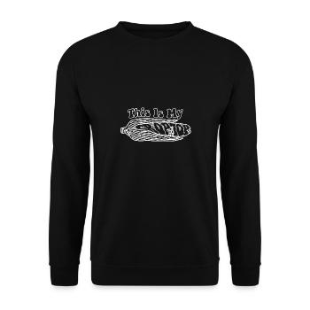 Citations agricoles drôles C’est mon agriculteur Crop Top - Sweat-shirt Unisexe - noir - Devant - Alina (178cm) & Michal (187cm)