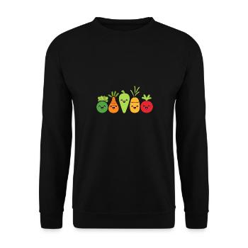 Humour petit légumes vegan - Sweat-shirt Unisexe - noir - Devant - Alina (178cm) & Michal (187cm)