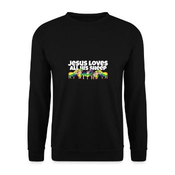 Jésus aime toutes ses brebis LGBTQ fier allié gay - Sweat-shirt Unisexe - noir - Devant - Alina (178cm) & Michal (187cm)
