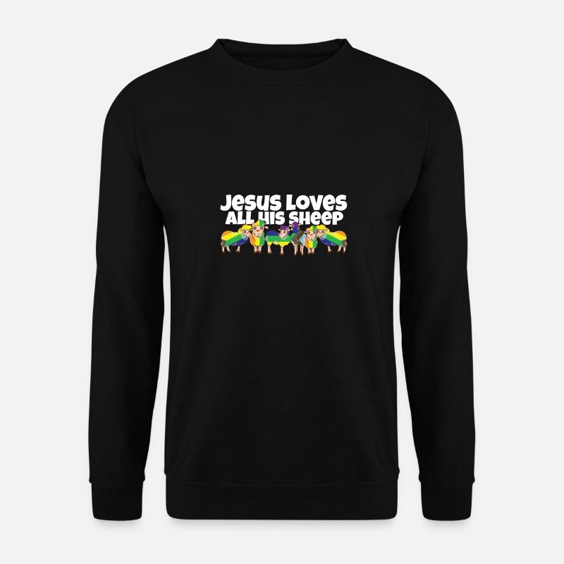 Jesus Loves All His Sheep LGBTQ Proud Ally Gay - Unisex Pullover - Schwarz