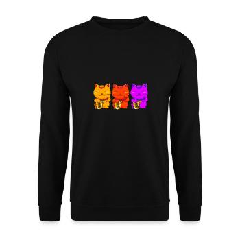 Porte-bonheur Maneki Neko Japon - Sweat-shirt Unisexe - noir - Devant - Alina (178cm) & Michal (187cm)