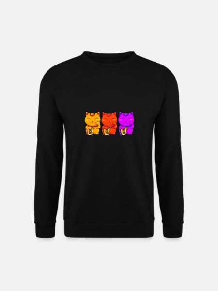 Maneki Neko Japan Glücksbringer - Unisex Pullover - Schwarz