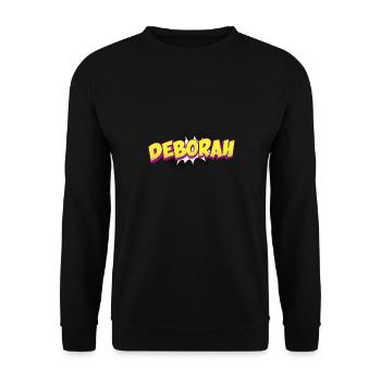 Deborah Benutzerdefinierter Name Comic Book Stil Pop Art, - Unisex Pullover - Schwarz - Vorne - Alina (178cm) & Michal (187cm)