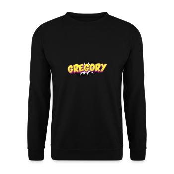 Gregory Benutzerdefinierter Name Comic-Stil Pop-Art, - Unisex Pullover - Schwarz - Vorne - Alina (178cm) & Michal (187cm)