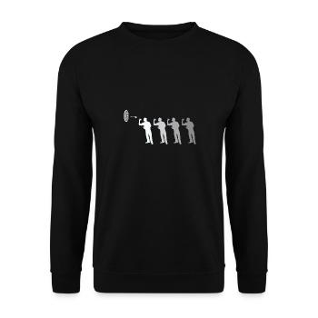 Lustige Darts und Dart Geschenke für Dartspieler - Unisex Pullover - Schwarz - Vorne - Alina (178cm) & Michal (187cm)