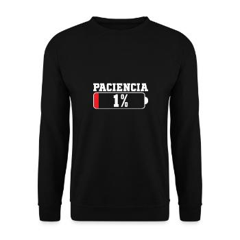 Paciencia" Spanish Quote - Low Battery Icon 1% - Unisex Sweatshirt - black - Front - Alina (178cm) & Michal (187cm)