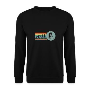 Retro Land Surveying Human Evolution Engineer Land - Unisex Sweatshirt - black - Front - Alina (178cm) & Michal (187cm)