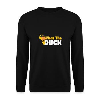 What The Duck - Funny duck - Unisex Pullover - Schwarz - Vorne - Alina (178cm) & Michal (187cm)