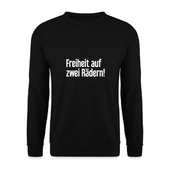 Freiheit auf Zwei Rädern - Fahrradfahrer Design - Unisex Pullover - Schwarz - Vorne - Alina (178cm) & Michal (187cm)