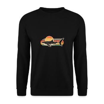Retro Walhai Hai Meer Ozean Meerestiere - Unisex Pullover - Schwarz - Vorne - Alina (178cm) & Michal (187cm)