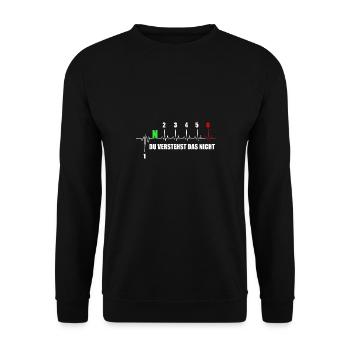 Motorcycle Heartbeat Du Verstehst Das Nicht - Unisex Pullover - Schwarz - Vorne - Alina (178cm) & Michal (187cm)