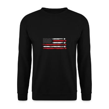 Memorial Day Fourth of July USA American Flag - Unisex Sweatshirt - black - Front - Alina (178cm) & Michal (187cm)