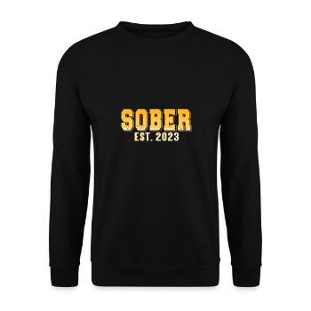 Sober EST. 2023 Retro Vintage Sobriety Designs - Unisex Pullover - Schwarz - Vorne - Alina (178cm) & Michal (187cm)