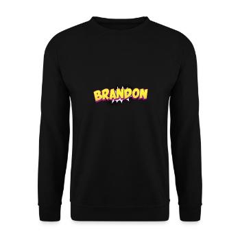 Brandon benutzerdefinierter Name Comic-Stil Pop-Art, - Unisex Pullover - Schwarz - Vorne - Alina (178cm) & Michal (187cm)