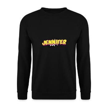 Jennifer Benutzerdefinierter Name Comic-Stil Pop-Art, - Unisex Pullover - Schwarz - Vorne - Alina (178cm) & Michal (187cm)