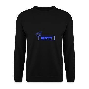 Knuffig für Betty Schwester Tochter - Unisex Pullover - Schwarz - Vorne - Alina (178cm) & Michal (187cm)