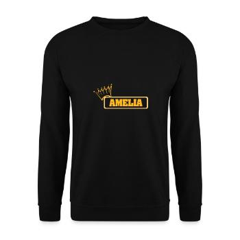 Amelia als Name - Unisex Pullover - Schwarz - Vorne - Alina (178cm) & Michal (187cm)