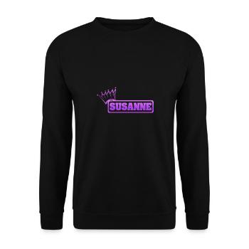 Geschenk für Susanne - Unisex Pullover - Schwarz - Vorne - Alina (178cm) & Michal (187cm)
