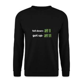 Fell Down Got Up Motivational Quote Life Wisdom - Unisex Pullover - Schwarz - Vorne - Alina (178cm) & Michal (187cm)