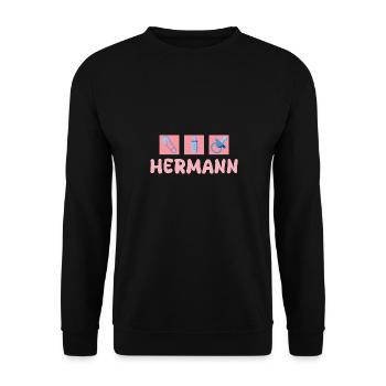 Hermann as a pacifier - Unisex Sweatshirt - black - Front - Alina (178cm) & Michal (187cm)