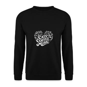 J’adore les chats, le café et la musique - Sweat-shirt Unisexe - noir - Devant - Alina (178cm) & Michal (187cm)
