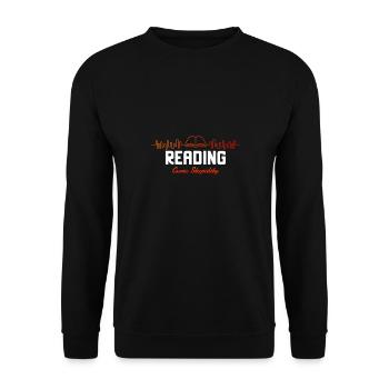 Reading Cures Stupidity Book Heartbeat - Unisex Sweatshirt - black - Front - Alina (178cm) & Michal (187cm)