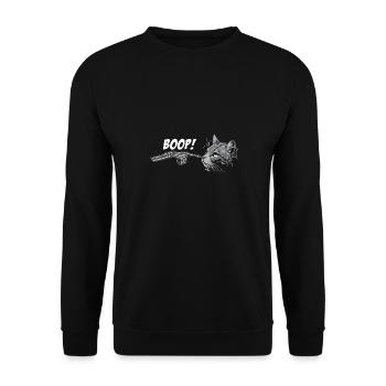 Spooky Halloween Black Cat Skeleton Hand Grunge - Unisex Pullover - Schwarz - Vorne - Alina (178cm) & Michal (187cm)