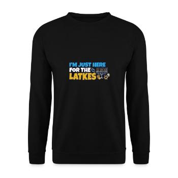 Jewish Costume I'm Just Here for the Latkes Happy - Unisex Sweatshirt - black - Front - Alina (178cm) & Michal (187cm)