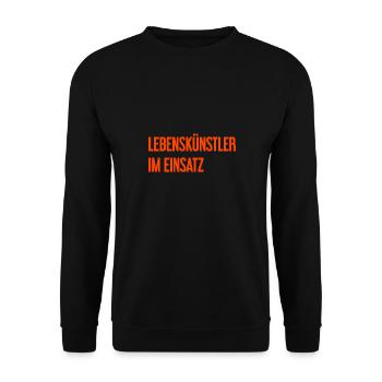 Lebenskünstler im Einsatz - Unisex Pullover - Schwarz - Vorne - Alina (178cm) & Michal (187cm)