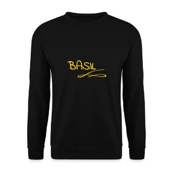 Vorname Basil - Unisex Pullover - Schwarz - Vorne - Alina (178cm) & Michal (187cm)