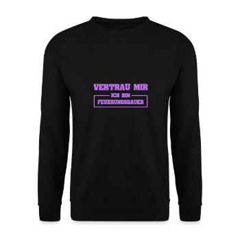 Lustig Feuerungsbauer - Unisex Sweatshirt - black - Front - Alina (178cm) & Michal (187cm)