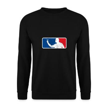 Darts Player Steeldart Funny Dart 180 Darts - Unisex Sweatshirt - black - Front - Alina (178cm) & Michal (187cm)