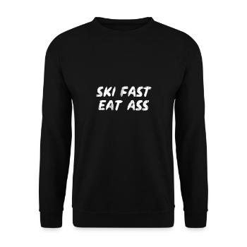 Ski Fast Eat Ass Ski Ski Vacances Sports d'hiver - Sweat-shirt Unisexe - noir - Devant - Alina (178cm) & Michal (187cm)