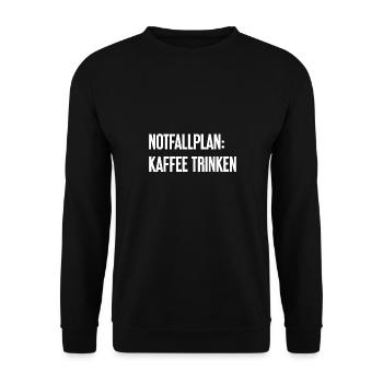 Kaffee-Notfallplan - Unisex Pullover - Schwarz - Vorne - Alina (178cm) & Michal (187cm)
