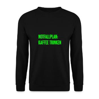 Kaffee-Notfallplan - Unisex Pullover - Schwarz - Vorne - Alina (178cm) & Michal (187cm)