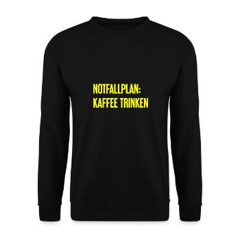 Kaffee-Notfallplan - Unisex Pullover - Schwarz - Vorne - Alina (178cm) & Michal (187cm)