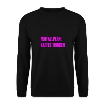 Kaffee-Notfallplan - Unisex Pullover - Schwarz - Vorne - Alina (178cm) & Michal (187cm)
