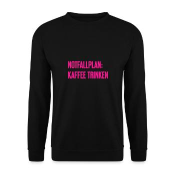 Kaffee-Notfallplan - Unisex Pullover - Schwarz - Vorne - Alina (178cm) & Michal (187cm)