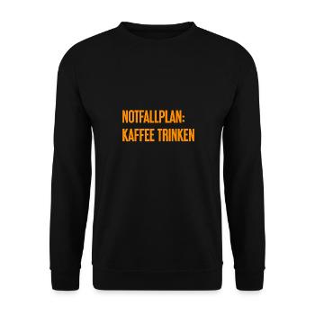 Kaffee-Notfallplan - Unisex Pullover - Schwarz - Vorne - Alina (178cm) & Michal (187cm)